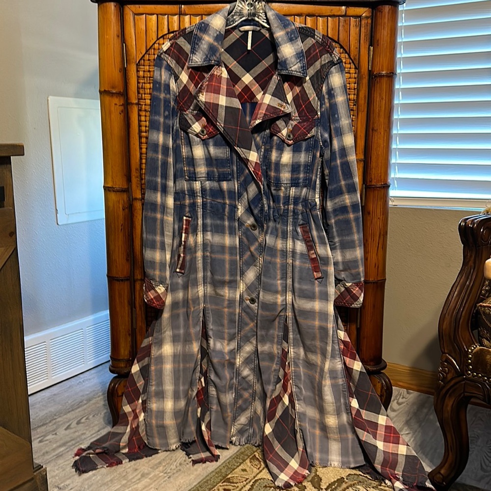 Free People plaid Spring/ Fall Duster